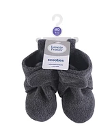 Luvable Friends Baby Boys Unisex Cozy Fleece Booties, Charcoal 2-Piece, 0-6 Months