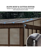 Mondawe 10x12FT Wall Mounted Solarium with Sloping Polycarbonate Roof