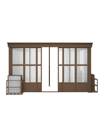 Mondawe 10x12FT Wall Mounted Solarium with Sloping Polycarbonate Roof