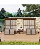 Mondawe 12x14FT Wall Mounted Solarium with Sloping Polycarbonate Roof