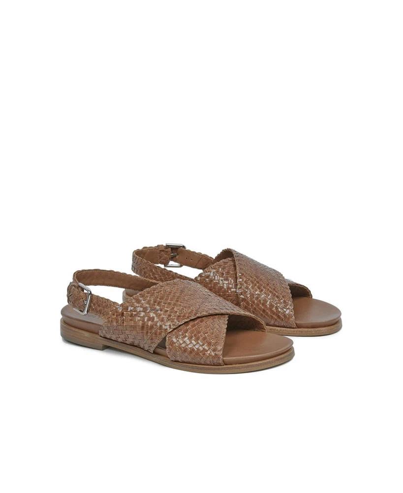 Leather Woven Crossover Flat Sandals