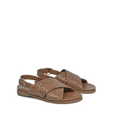 Leather Woven Crossover Flat Sandals