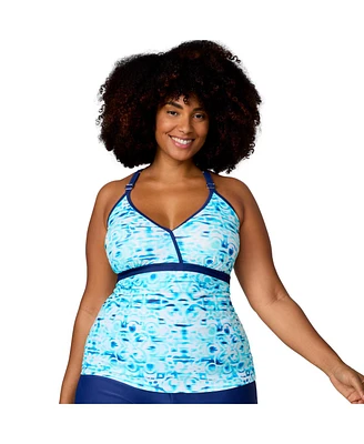 Free Country Plus Size Macrame Back Tankini Top