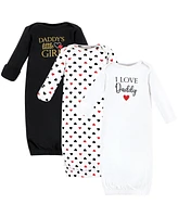 Hudson Baby Girls Cotton Gowns Daddy Red Black, 0-6 Months