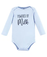 Hudson Baby Baby Boys Hudson Cotton Long-Sleeve Bodysuits, Navy Milk And Cookie