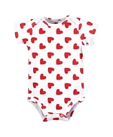 Hudson Baby Girls Cotton Bodysuits, Love Hearts, Preemie