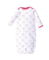 Luvable Friends Baby Girls Cotton Gowns Elephant Hearts, Preemie/Newborn