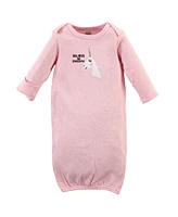 Luvable Friends Baby Girls Cotton Gowns, Unicorn, Preemie/Newborn
