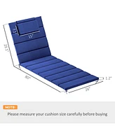Outsunny 2pcs Olefin Chaise Lounge Chair Cushion, 80" x 26", Dark