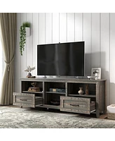 70.08 Inch Tv Stand with 2 Drawers & 4 Storage Shelves Morden Media Console Entertainment Center for Living Room or Bedroom, Grey Walnut