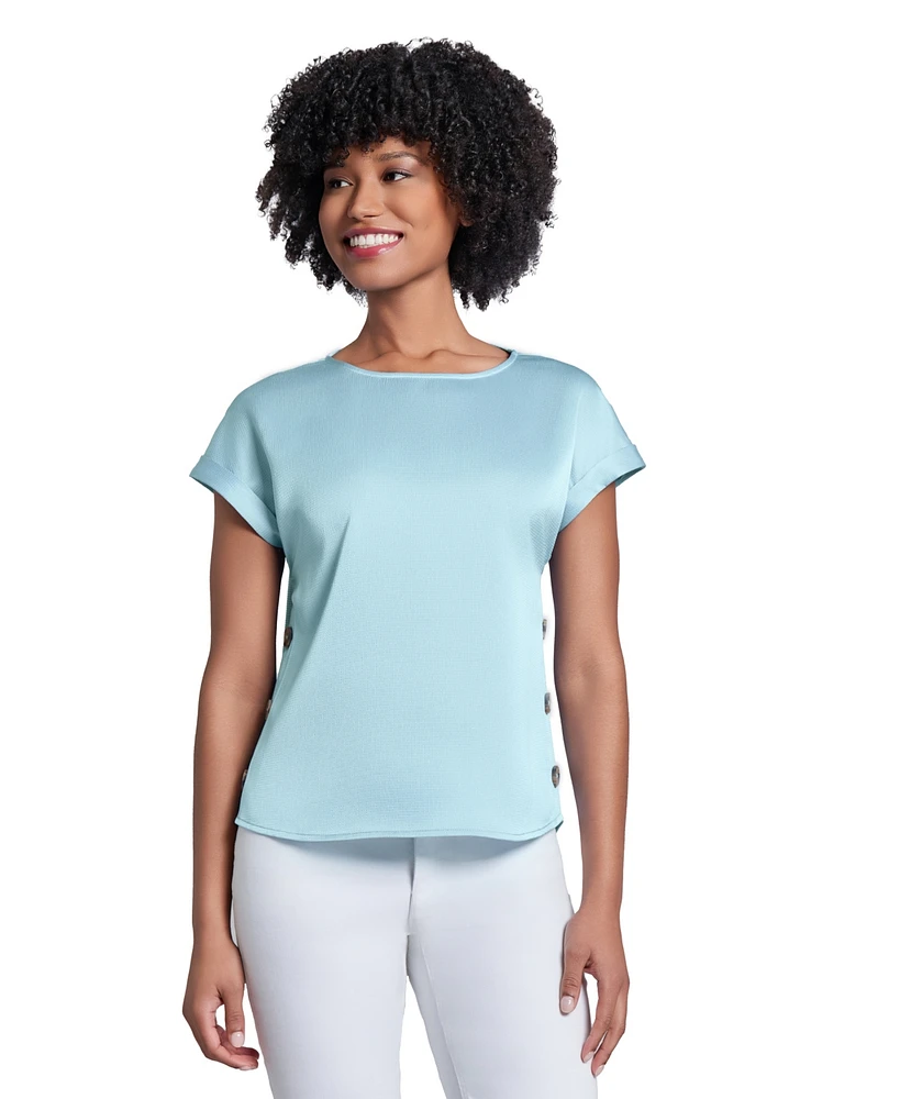 Jones New York Women's Side-Button Short-Sleeve Top