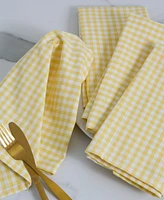 Design Imports Sundress Yellow Gingham Cotton Napkins, Set of 4