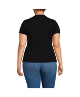 Lands' End Plus Drapey Rib Fitted Short Sleeve Mini T-Shirt