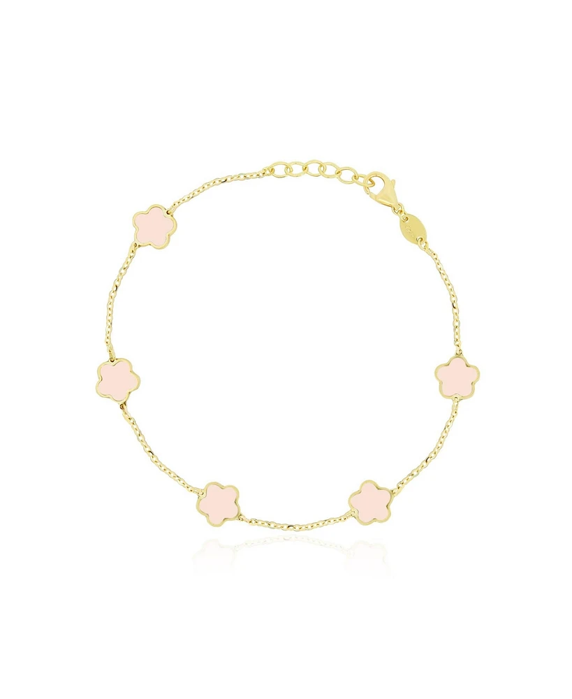The Lovery Pink Pearl Flower Bracelet 14K Gold