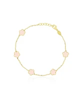 The Lovery Pink Pearl Flower Bracelet 14K Gold