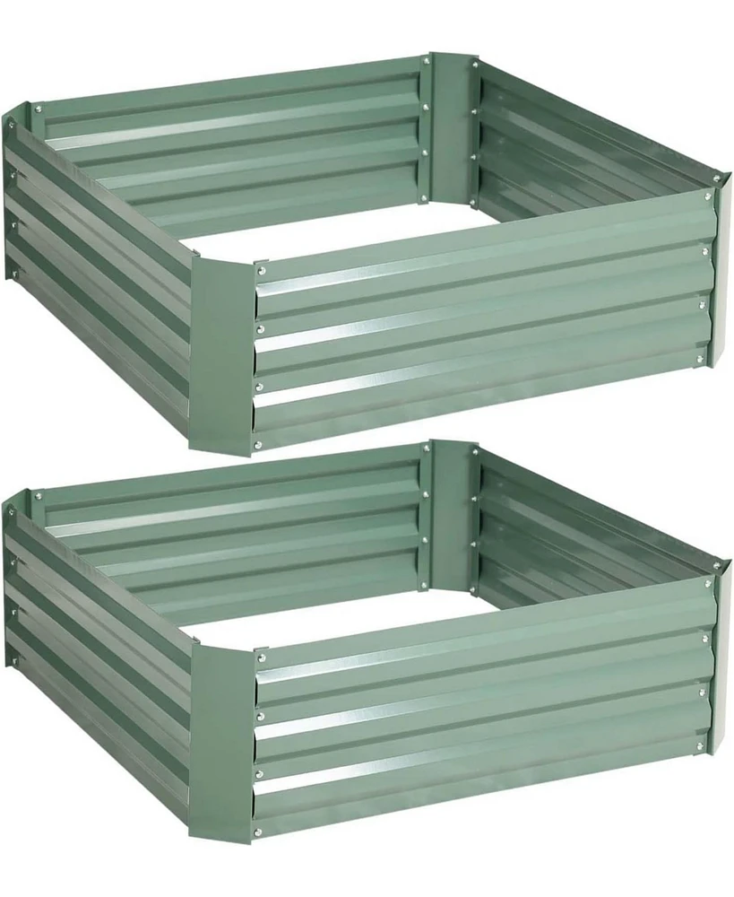 Aoodor 2 Pcs Outdoor Raised Garden Bed Galvanized Steel Planter Box