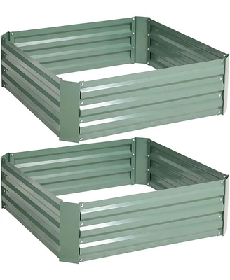 Aoodor 2 Pcs Outdoor Raised Garden Bed Galvanized Steel Planter Box