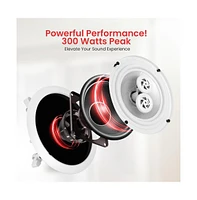 Pyle PWRC62 6.5" Weather Proof 2-Way In-Ceiling/In-Wall Stereo Speaker - 300W, Single Speaker