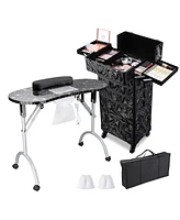 Byootique Folding Manicure Nail Table 4in1 Rolling Makeup Train Case Cb Dusk