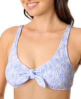 Salt + Cove Juniors' Smocked Tie-Front Bikini Top, Exclusively at Macy's