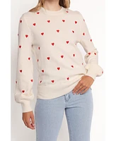 Petal and Pup Women's Xadie All Over Mini Heart Sweater