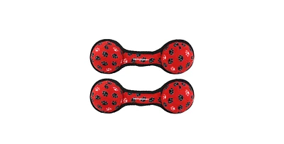Tuffy Ultimate 2 Ball Tug Red Paw, 2 Pack Durable Squeaky Dog Toy