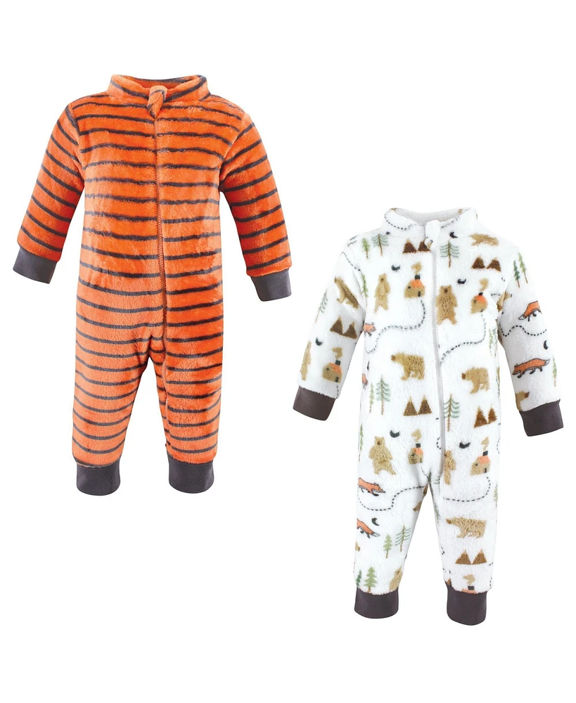 Hudson Baby Boys Plush Jumpsuits, Camping, 9-12 Months