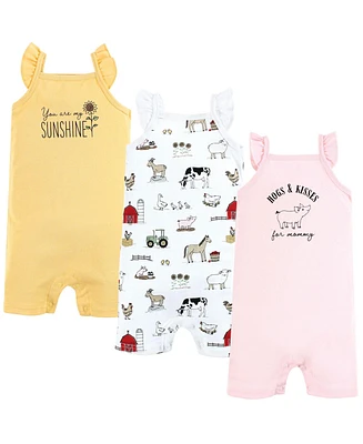 Hudson Baby Girls Cotton Rompers, Hogs And Kisses, 9-12 Months