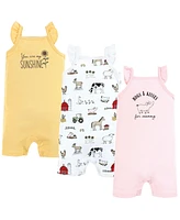 Hudson Baby Girls Cotton Rompers, Hogs And Kisses, 9-12 Months