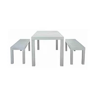 Dario 3 Piece Dining Set W/ Two Benches