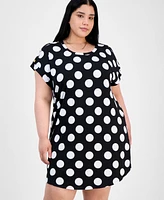 Full Circle Trends Trendy Plus Button-Shoulder Dress