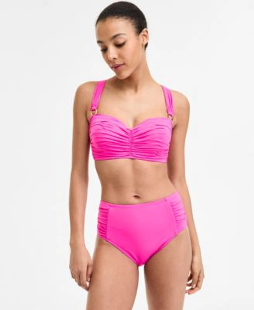 Bleu Rod Beattie Shirred Bikini Top Shirred Side High Waist Bikini Bottoms
