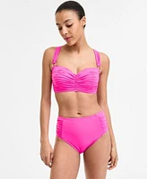 Bleu Rod Beattie Shirred Bikini Top Shirred Side High Waist Bikini Bottoms