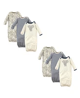 Touched by Nature Baby Boys Unisex Organic Cotton Gowns, Elephant 6-Piece, 0-6 Months