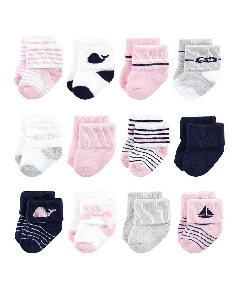Luvable Friends Baby Boys Newborn Terry Socks, Sailboat 12-Pack, 0-6 Months