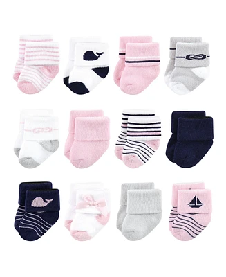 Luvable Friends Baby Boys Newborn Terry Socks, Sailboat 12-Pack, 0-6 Months
