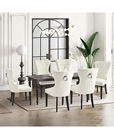 Velvet Upholstered Tufted Dining Chairs (Set of 6)