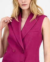 Tahari Asl Women's Button-Front Sleeveless Woven Blazer