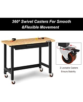 Mobile Workbench with Lockable Casters for Home Work Use