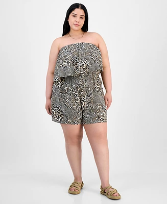 Full Circle Trends Trendy Plus Printed Strapless Romper