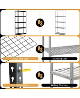 5-Tier Metal Shelving Unit with Anti-slip Foot Pad Height Adjustable Shelves for Garage