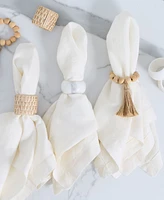 Design Imports Rattan Napkin Ring, Set of 4
