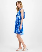 Robbie Bee Petite Printed Bow-Back V-Neck Shift Dress