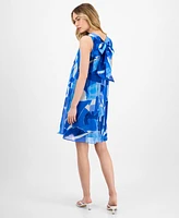 Robbie Bee Petite Printed Bow-Back V-Neck Shift Dress