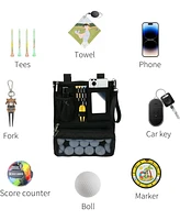 Wosofe Golf Cart Hanging Bag Lightweight Folding Storage Portable Accessories with Adjustable Strap 1 Divot Tool and 4 Tees Unisex