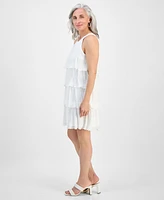 Robbie Bee Petite Pleated Tiered Chiffon A-Line Dress