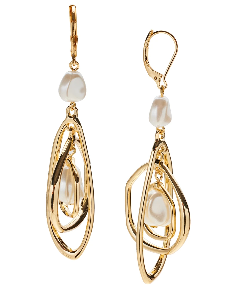 Style & Co Gold-Tone Baroque Imitation Pearl Orbital Chandelier Earrings, Exclusively at Macy's