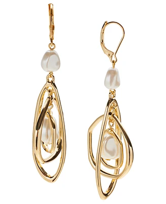 Style & Co Gold-Tone Baroque Imitation Pearl Orbital Chandelier Earrings, Exclusively at Macy's