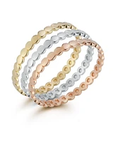 Rachel Zoe Fine Jewelry Tricolor 14K Gold Thin Bead Ring Set of 3
