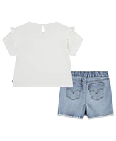Levi's Little Girls 2-Piece Ruffle T-Shirt and Skort Set